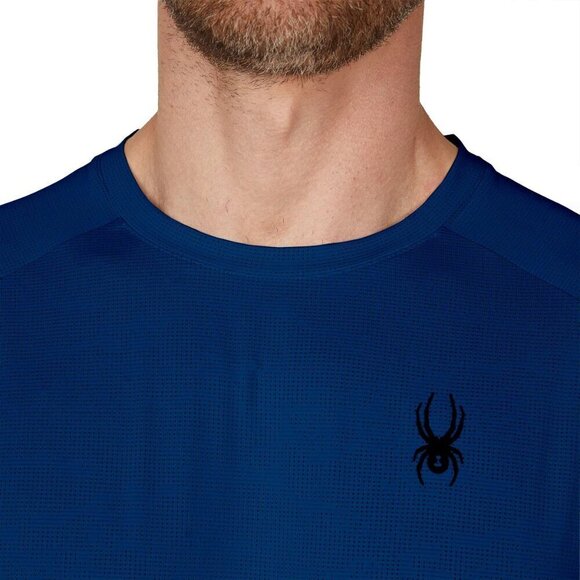 Spyder Active Mens Tee Navy Lightweight Moisture Wicking 4 Way Stretch - Picture 2 of 5
